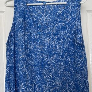 Blue Printed Sleeveless Women's Top